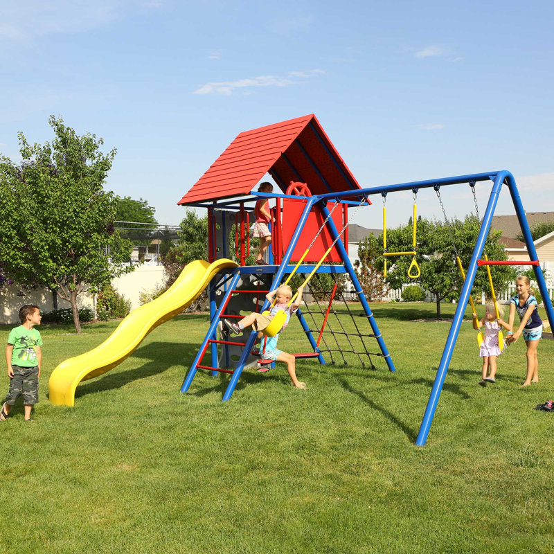 Lifetime Earthtone Hard Top AFrame Swing Set & Reviews Wayfair